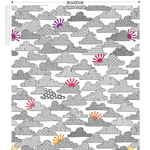 Head in the Clouds Wide Backing Fabric - 52890W-2DES White